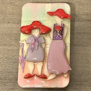 Woman Pins by Lucinda Red Hat Society Vintage #E417 Brooch Pin